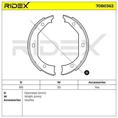 комплект спирачна челюст RIDEX 70B0362
