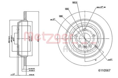 Tarcza hamulcowa METZGER AUTOTEILE 6110567