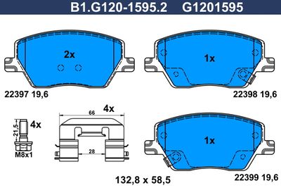 Комплект тормозных колодок, дисковый тормоз GALFER B1.G120-1595.2 для FIAT TIPO
