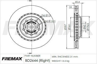 FREMAX BD-2644 Тормозные диски  для LEXUS LS (_F4_) 460 (USF40, USF41)