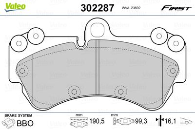 Brake Pad Set, disc brake 302287