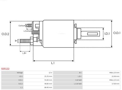 Solenoid Switch, starter SS5122