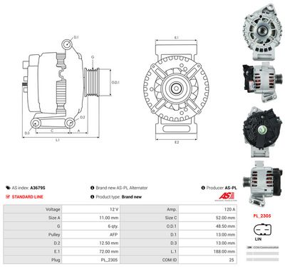 GENERATOR / ALTERNATOR AS-PL A3679S 4