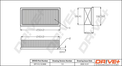 Dr!ve+ DP1110.10.0695 Воздушный фильтр  для MITSUBISHI COLT VI (Z3_A, Z2_A) 1.3 LPG