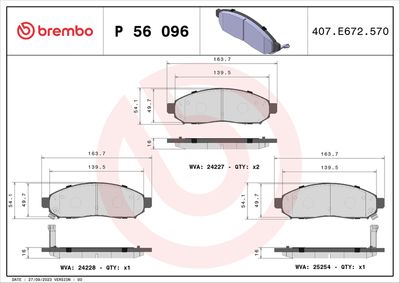 BREMBO Bremsbelagsatz, Scheibenbremse PRIME LINE (P 56 096)