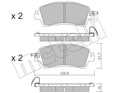 комплект спирачно феродо, дискови спирачки METELLI 22-1085-0
