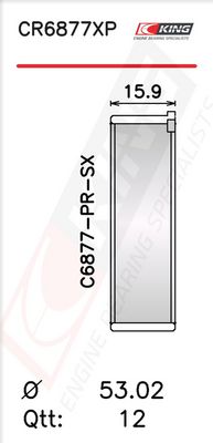 Черупка на биелен лагер KING CR6877XP0.25