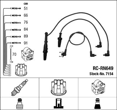 Комплект проводов зажигания NGK 7154 для RENAULT SAFRANE