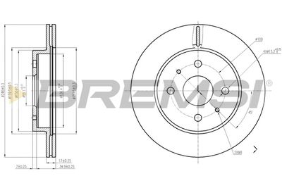 Тормозной диск BREMSI CD7774V для DAIHATSU SIRION