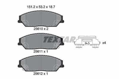 Комплект тормозных колодок, дисковый тормоз TEXTAR 2561001 для GEELY BORUI
