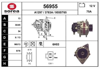 EAI 56955 Генератор  для KIA K2500 (Киа K2500)