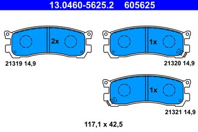 Комплект тормозных колодок, дисковый тормоз ATE 13.0460-5625.2 для MAZDA XEDOS