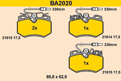 BA2020 BARUM Комплект тормозных колодок, дисковый тормоз