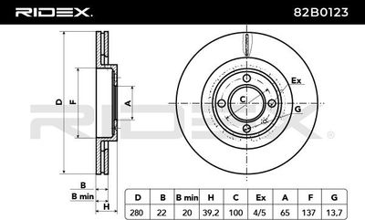 спирачен диск RIDEX 82B0123