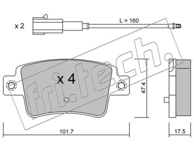 Комплект тормозных колодок, дисковый тормоз fri.tech. 721.1 для ABARTH PUNTO