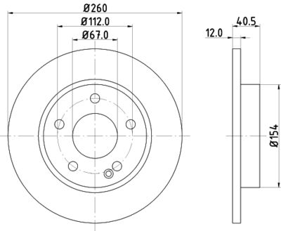 HELLA 8DD 355 105-971 Тормозные диски  для MERCEDES-BENZ A-CLASS (Мерседес А-класс)