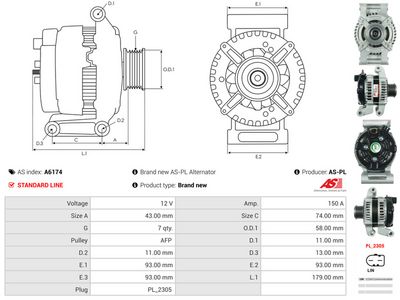GENERATOR / ALTERNATOR AS-PL A6174 4