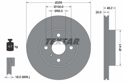 Тормозной диск TEXTAR 92199900 для ASTON MARTIN CYGNET