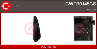 Выключатель, стеклолодъемник CASCO CWR70145GS для PEUGEOT 308