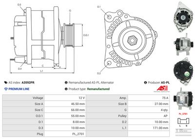 GENERATOR / ALTERNATOR AS-PL A3592PR 4