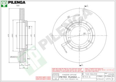 Тормозной диск PILENGA V970 для LTI TX