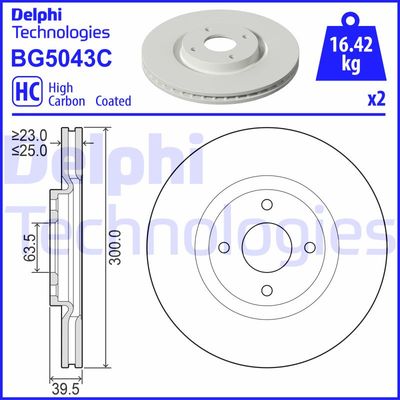 Тормозной диск DELPHI BG5043C для FORD ECOSPORT