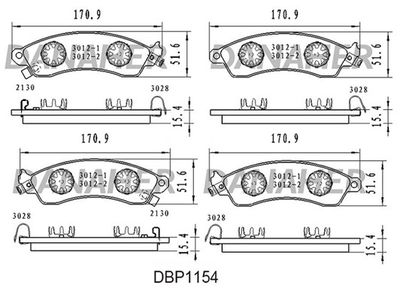 Комплект тормозных колодок, дисковый тормоз DANAHER DBP1154 для PONTIAC FIREBIRD