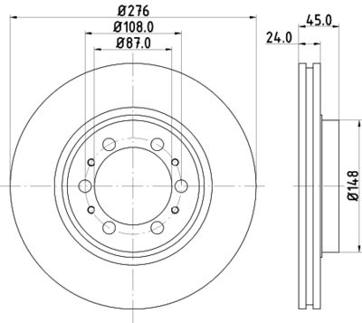 Тормозной диск HELLA 8DD 355 105-131 для MITSUBISHI L200