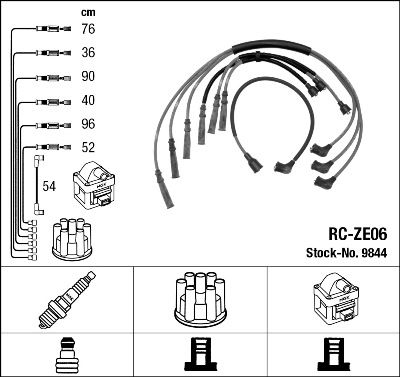 Комплект проводов зажигания NGK 9844 для MAZDA 929