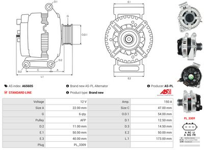 GENERATOR / ALTERNATOR AS-PL A6560S 4