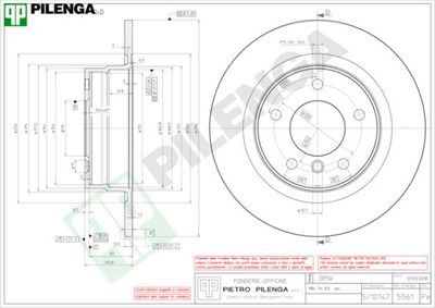 PILENGA 5561 Тормозные диски  для BMW 3 купе (E92) 316 i