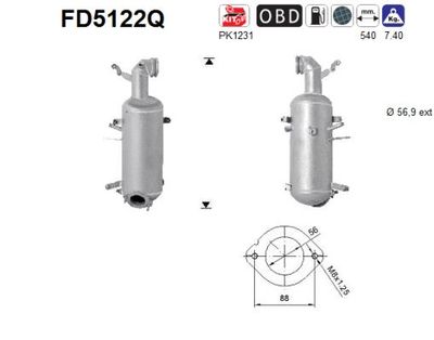 Filtr sadzy / filtr cząstek stałych, układ wydechowy AS FD5122Q