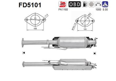 Filtr sadzy / filtr cząstek stałych, układ wydechowy AS FD5101
