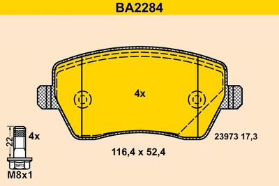 BARUM BA2284 Тормозные колодки и сигнализаторы  для RENAULT DUSTER (Рено Дустер)