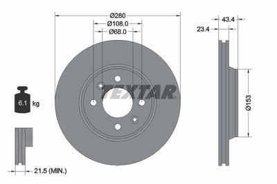 Тормозной диск TEXTAR 92048400 для SAAB 9000