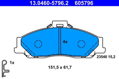 Комплект тормозных колодок, дисковый тормоз ATE 13.0460-5796.2 для MAZDA B-SERIE