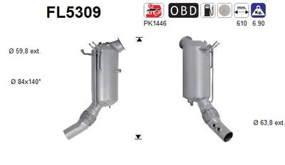 Filtr sadzy / filtr cząstek stałych, układ wydechowy AS 18328590012