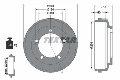 Тормозной барабан TEXTAR 94024700 для FORD TRANSIT