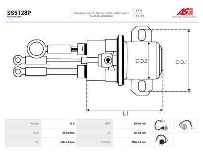 AS-PL - Elektromagnetický spínač, štartér MITSUBISHI, RENAULT , SS5128P