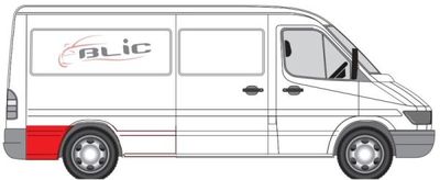 Fender reparatieset Achter Rechts (achter het stuur, hoogte 50cm, middelgroot model) past: MERCEDES SPRINTER 901, 902, 903, 904, 905  VW LT II 01.95-07.06
