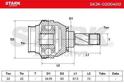 каре комплект, полуоска STARK SKJK-0200400
