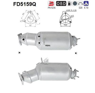 Filtr sadzy / filtr cząstek stałych, układ wydechowy AS 3R0254750X