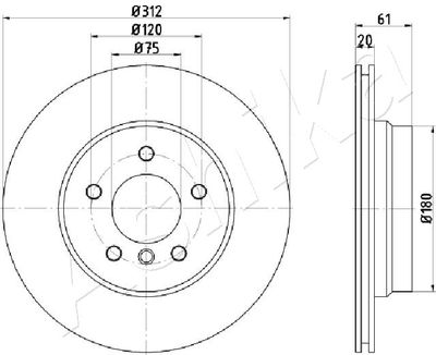 Тормозной диск ASHIKA 61-00-0108 для WIESMANN MF3