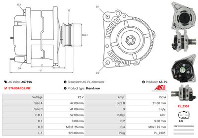 GENERATOR / ALTERNATOR AS-PL A6789S 4