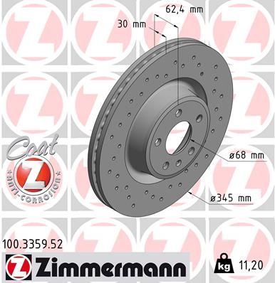 Bromsskiva ZIMMERMANN 100.3359.52