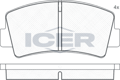 комплект спирачно феродо, дискови спирачки ICER 180106
