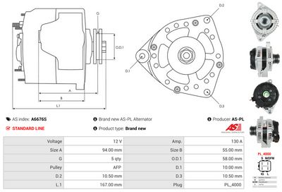 GENERATOR / ALTERNATOR AS-PL A6676S 4