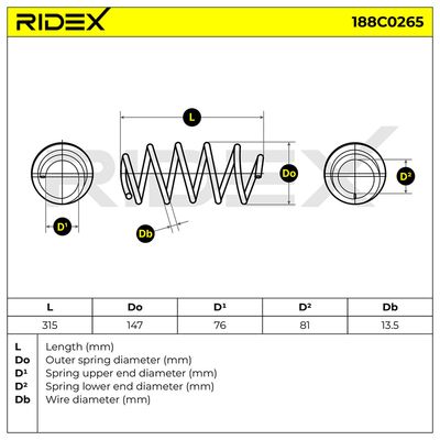 пружина за ходовата част RIDEX 188C0265