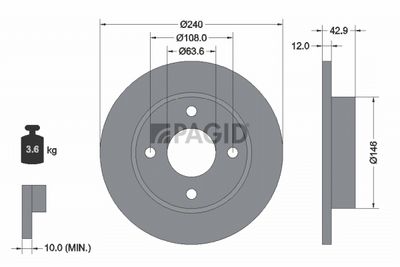 спирачен диск PAGID 51034NC