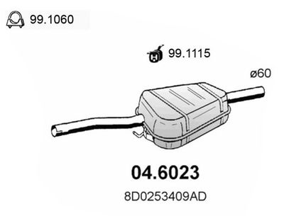 ASSO 04.6023 Глушитель выхлопных газов  для AUDI A4 (Ауди А4)
